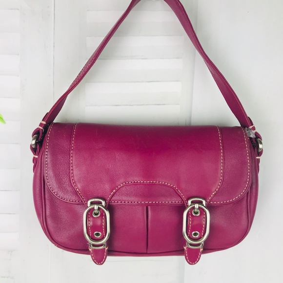 Cole Haan Handbags - COLE HAAN ALEXA Magenta Leather Shoulder Bag